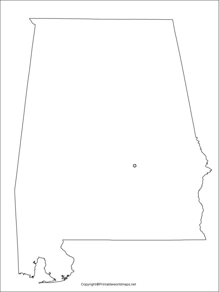 Printable Blank Map of Alabama- Outline, Transparent, PNG Map 2 Alabama Blank Map Outline