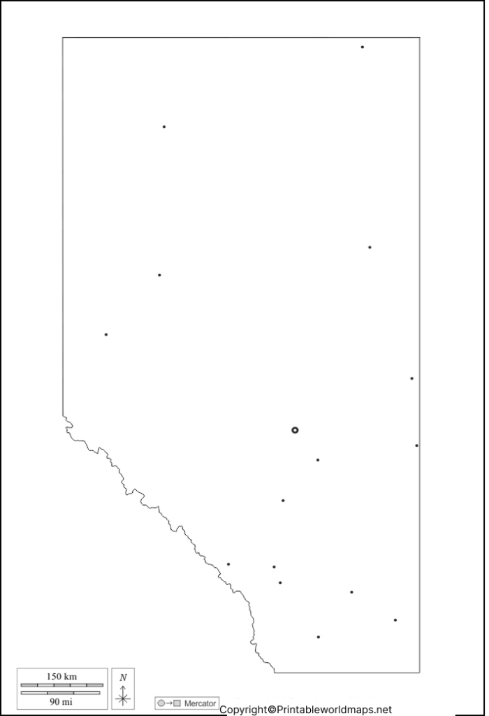 Printable Blank Map of Alberta – Outline, Transparent Map 2 Alberta Blank map Outline