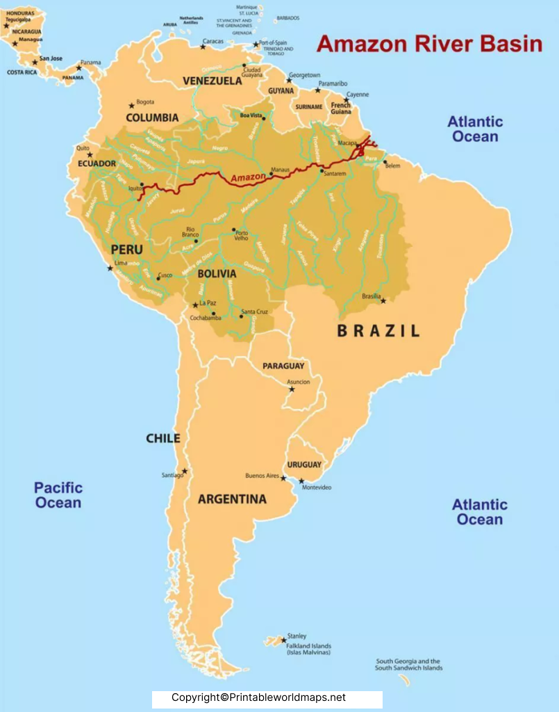 Amazon River World Map – Amazon River on World Map 5 Amazon River Map