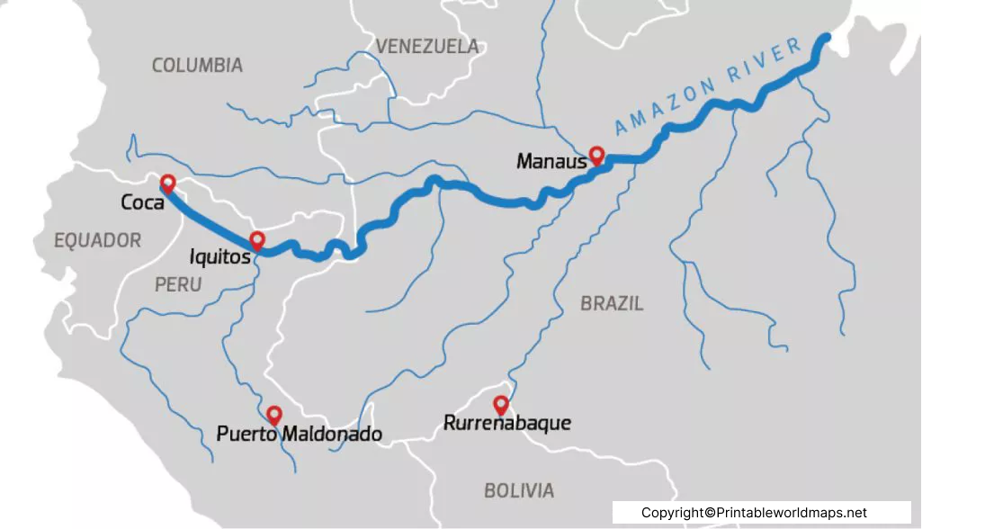 Amazon River World Map – Amazon River on World Map 6 Amazon River Physical Map