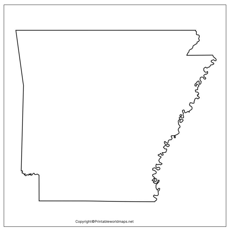 Printable Blank Map of Arkansas- Outline, Transparent map 3 Arkansas Blank map Outline