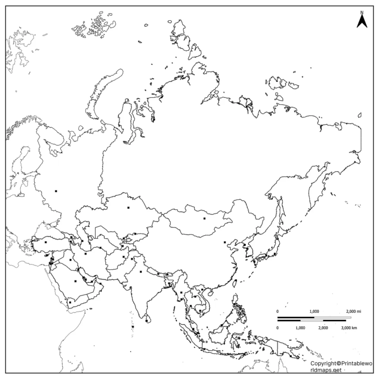 Printable Blank Map of Asia – Map of Asia Blank [PDF] - Printable World ...