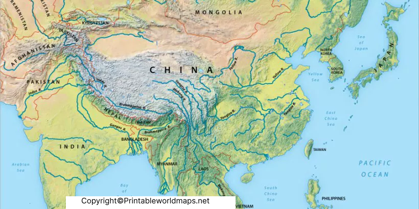 Printable Asia Rivers Map | Map of Asia Rivers 2 Asia Rivers Map