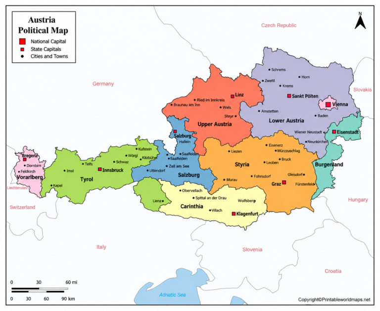 Austria Cities Map