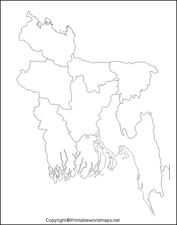 Printable Blank Map of Bangladesh – Outline, Transparent map 2 Bangladesh Blank Map Outline