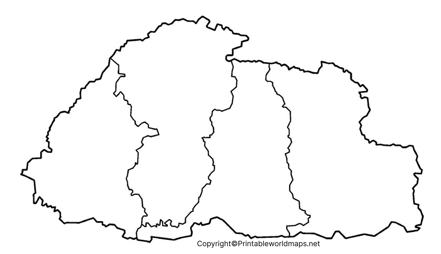 Printable Blank Map of Bhutan – Outline Transparent PNG map 2 Bhutan Blank map Outline