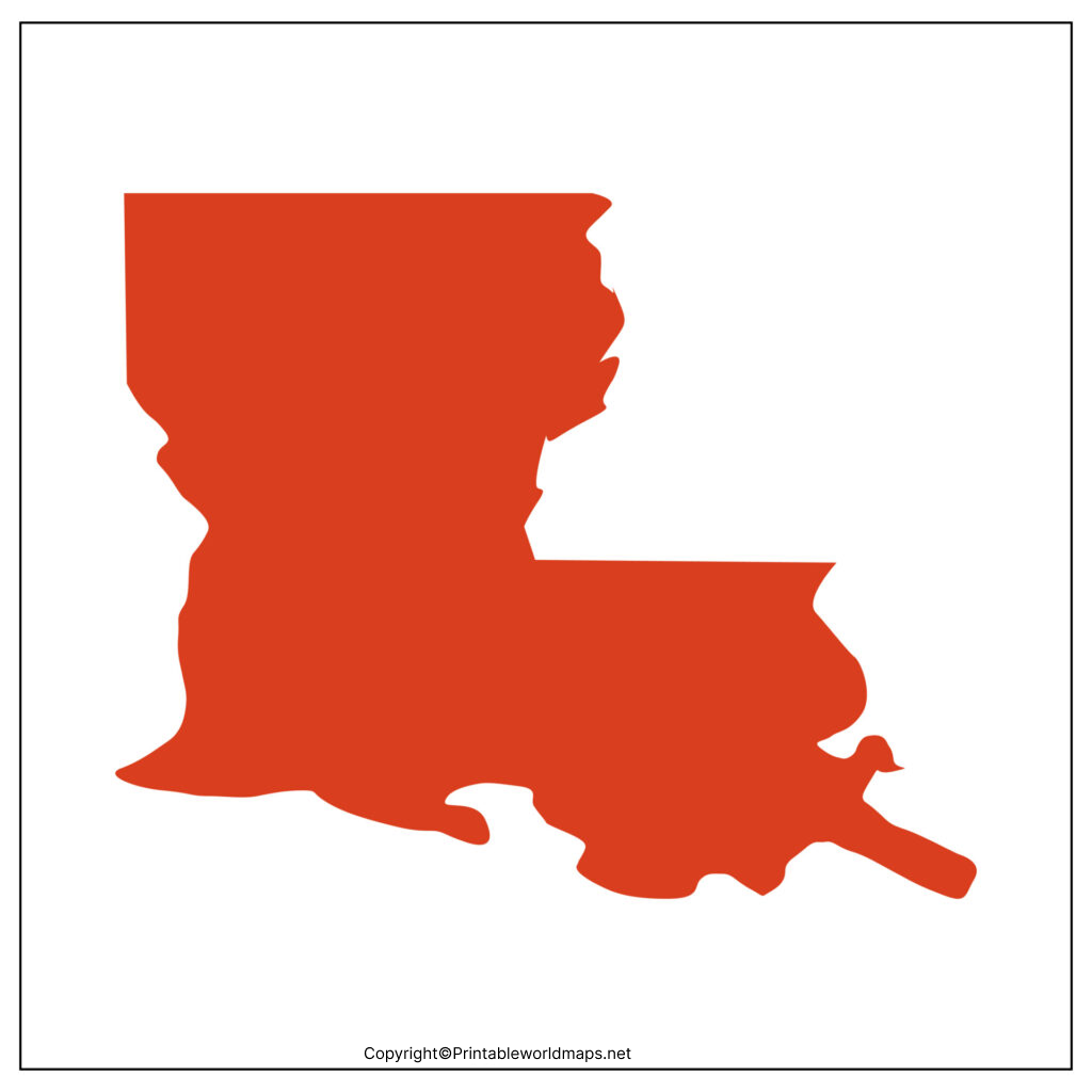 Printable Blank Map of Louisiana – Outline, Transparent map 2 Blank Louisiana Map 1024x1024 1