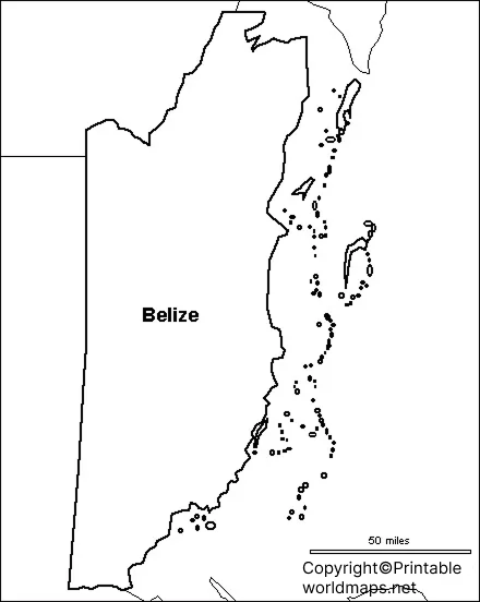 Printable Blank Map of Belize – Outline, Transparent PNG Map 7 Blank Map of Belize for Practice Worksheet