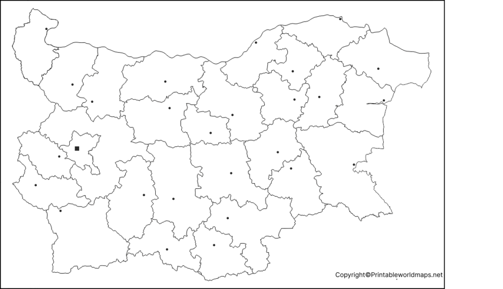 Blank Map of Bulgaria with Provinces and Cities EN