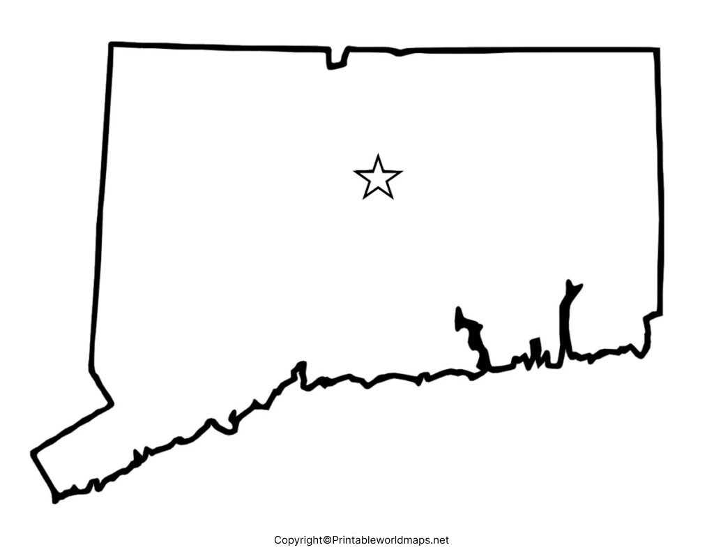 Printable Blank Map of Connecticut – Outline Transparent map 9 Blank Map of Connecticut for Practice Worksheet 1024x791 1