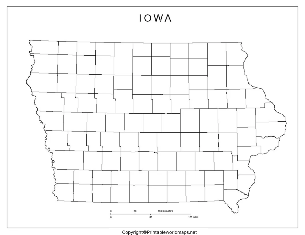 Printable Blank Map of Iowa – Outline, Transparent, PNG map 9 Blank Map of Iowa Map worksheet