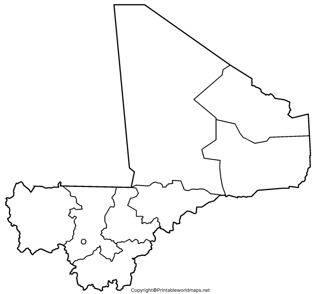 Printable Blank Map of Mali – Outline, Transparent PNG map 5 Blank Map of Mali for Practice Worksheet
