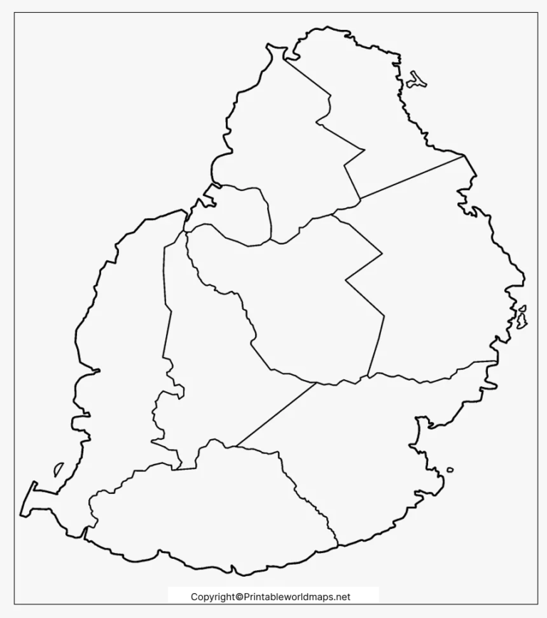 Blank Map of Mauritius for Practice Worksheet