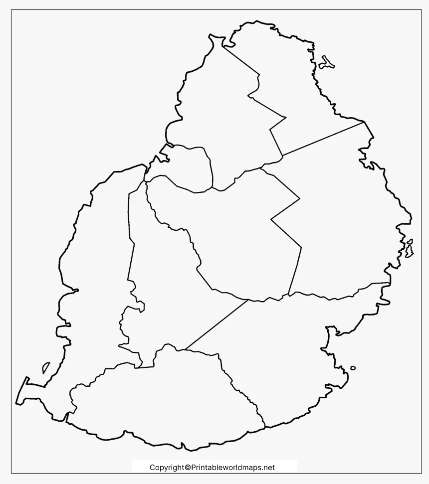 Printable Blank Map of Mauritius – Outline, Transparent Map 5 Blank Map of Mauritius for Practice Worksheet