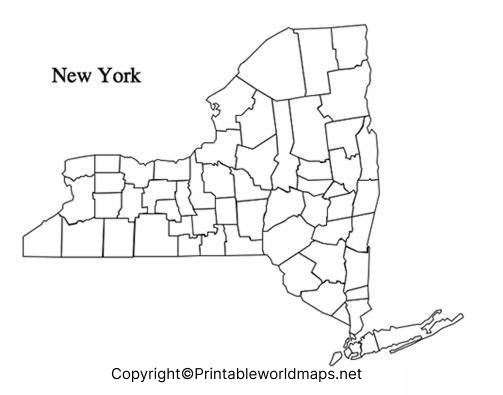 Printable Blank Map of New York – Outline, Transparent map 9 Blank Map of New York for Practice Worksheet