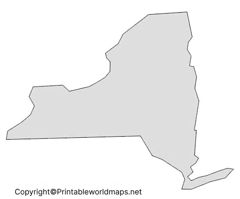 Printable Blank Map of New York – Outline, Transparent map 3 Blank Map of New York