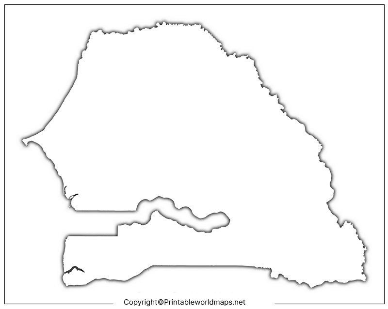Printable Blank Map of Senegal – Outline Transparent Map 8 Blank Map of Senegal for Practice Worksheet