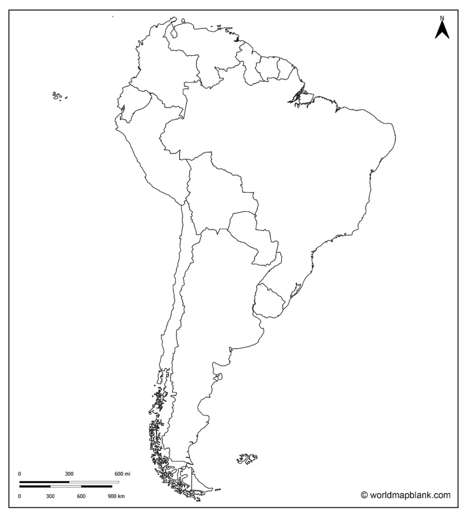 Blank Map of South America With Countries 1