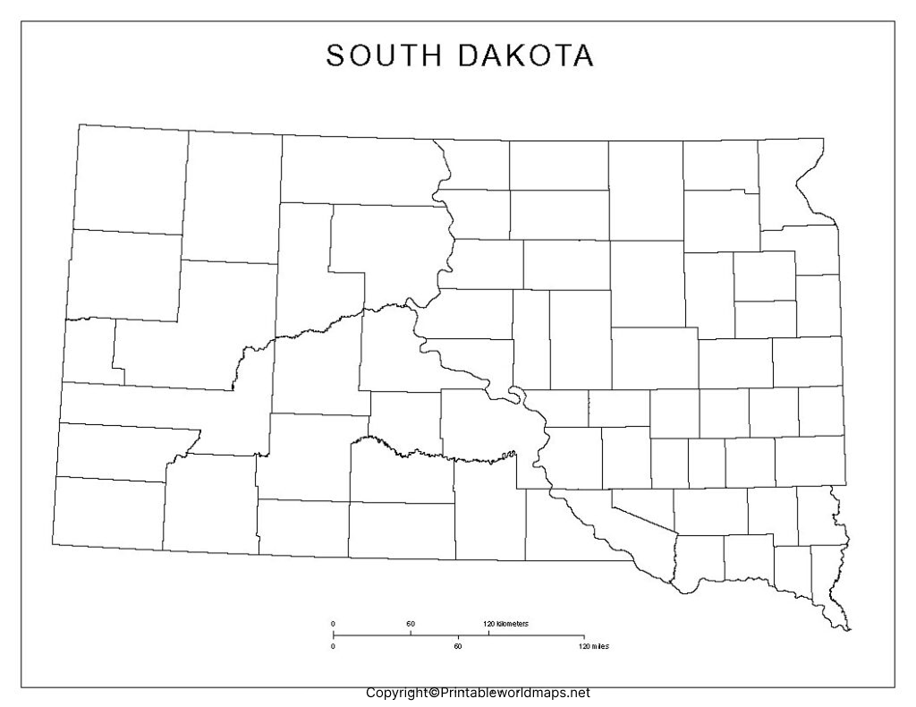 Printable Blank Map of South Dakota – Outline, PNG map 5 Blank Map of South Dakota for Practice Worksheet 1024x790 1