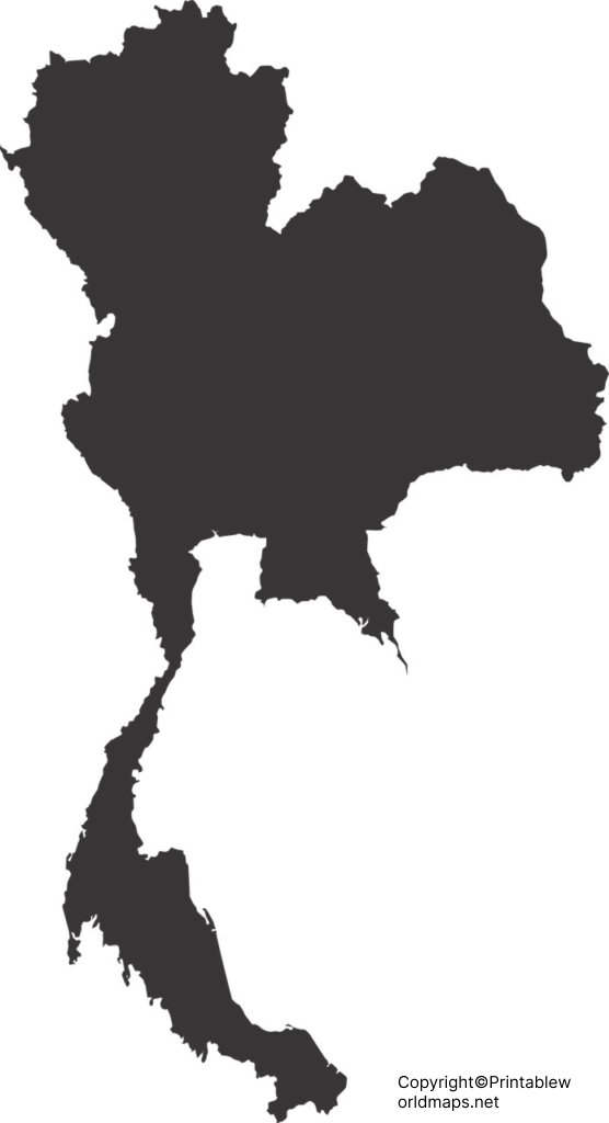 Blank Map of Thailand – Outline Map of Thailand – Transparent PNG 4 Blank Map of Thailand Solid EN 556x1024 1