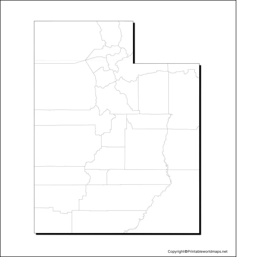 Blank Map of Utah with Counties