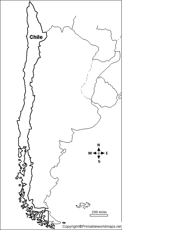 Printable Blank Map of Chile- Outline, Transparent, PNG map 2 Chile Blank Map Outline