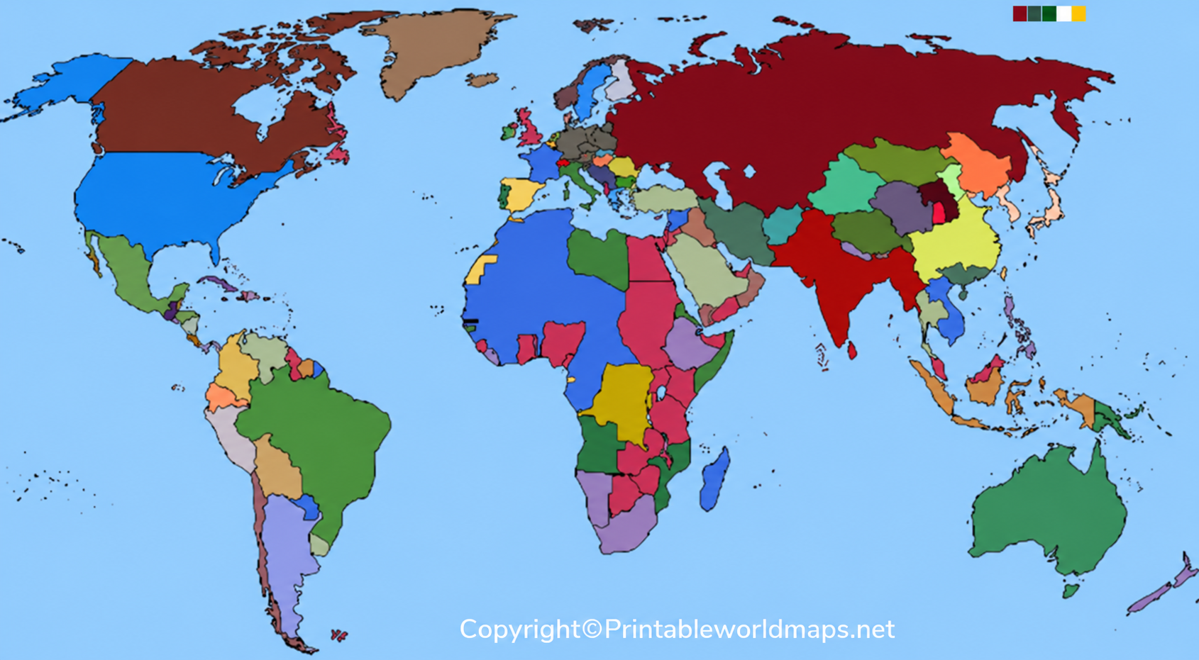 World Map 1939 Political Labeled Printable in PDF 1 Colourful Political World Map with Watermark