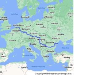 Danube River on World Map | Danube River Map - Printable World Maps