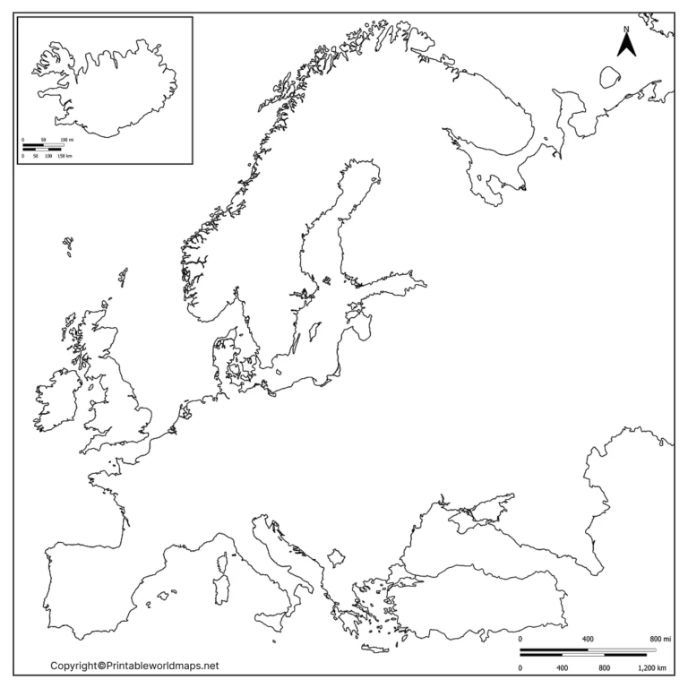 Printable Blank Map of Europe – Europe Outline Map [PDF] - Printable ...