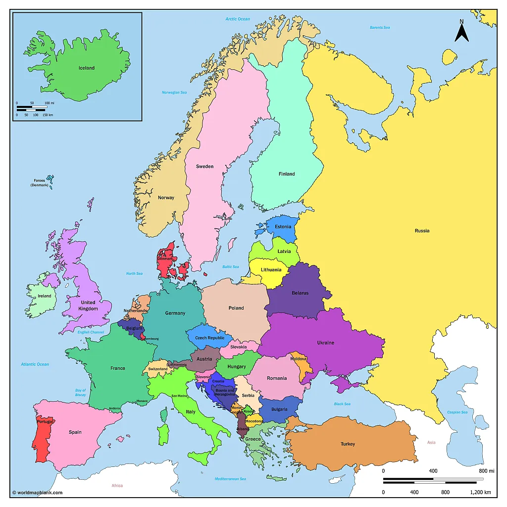 Europe Map with Countries – Europe Map Political [PDF] - Printable ...
