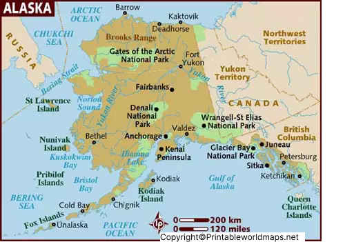 Labeled Map of Alaska with States, Capital & Cities 5 Labeled Alaska Map with Capital
