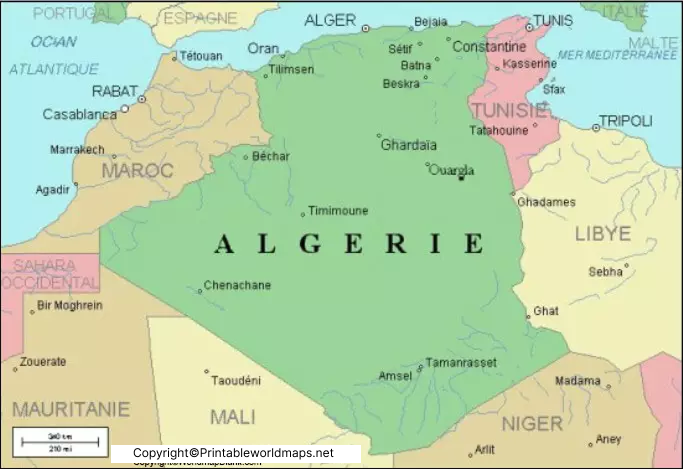 Labeled Map of Algeria with States, Capital & Cities 5 Labeled Algeria with Capital 2