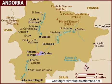 Labeled Map of Andorra with States, Capital & Cities 5 Labeled Andorra with Capital