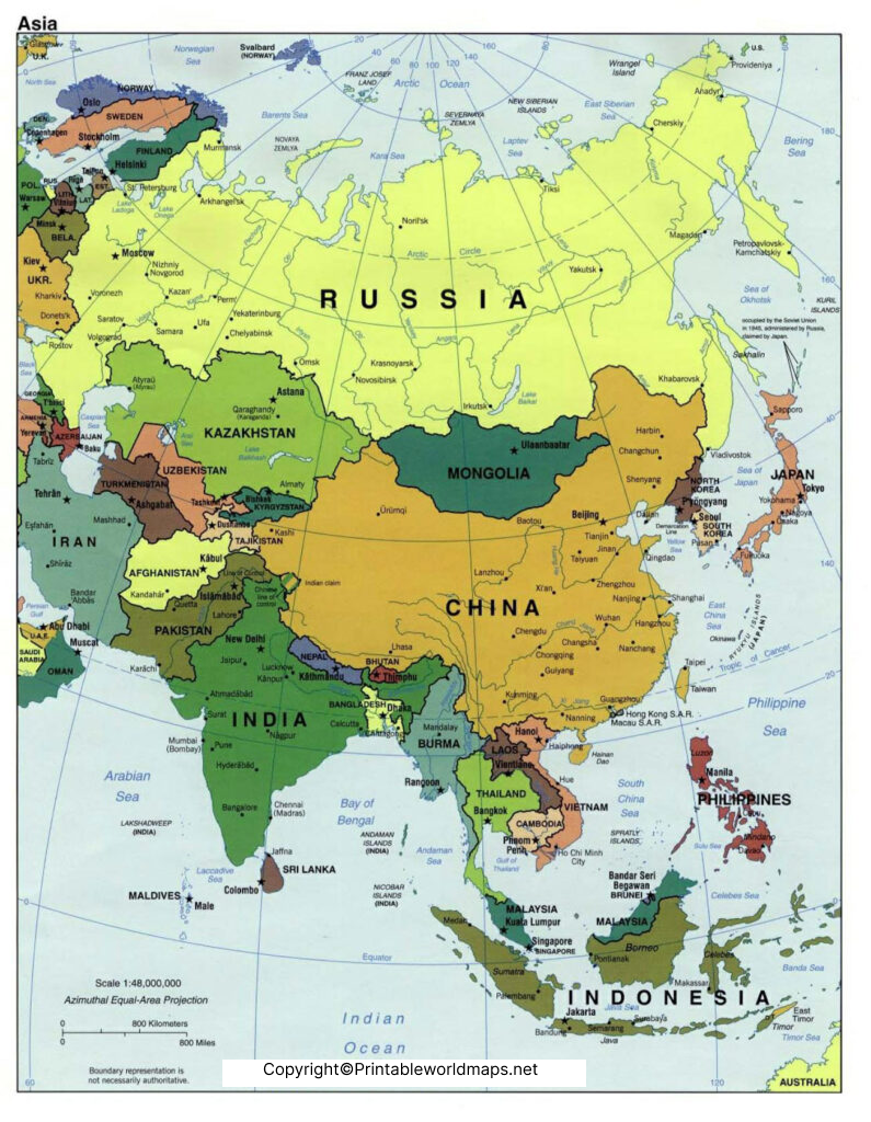 Labeled Map of Asia with Countries in PDF 6 Labeled Asia Map with Capitals 795x1024 1