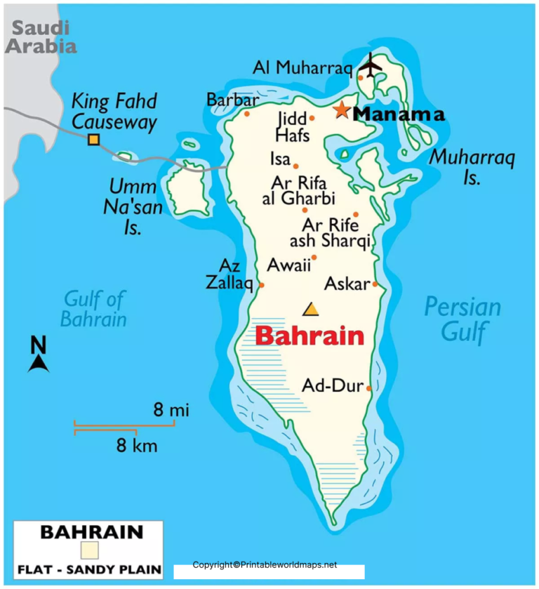Labeled Map of Bahrain