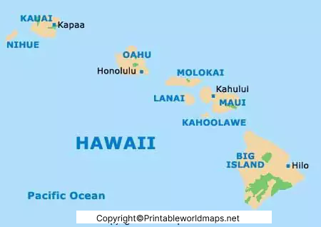 Labeled Map of Hawaii with Capital & Cities 5 Labeled Hawaii Map with Capital