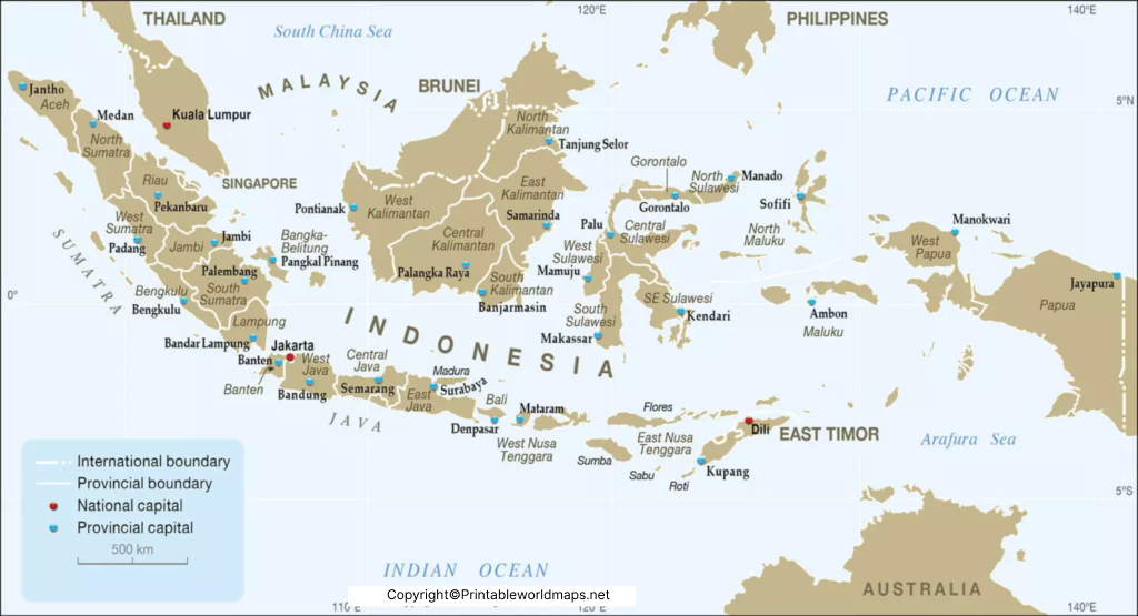 Labeled Map of Indonesia with States, Capital & Cities 5 Labeled Indonesia Map with Capital