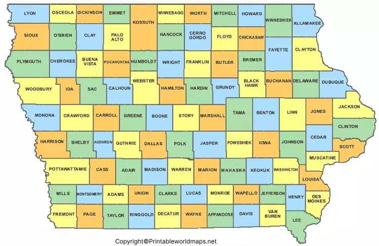 Labeled Map of Iowa with Capital & Cities 5 Labeled Iowa Map with Capital