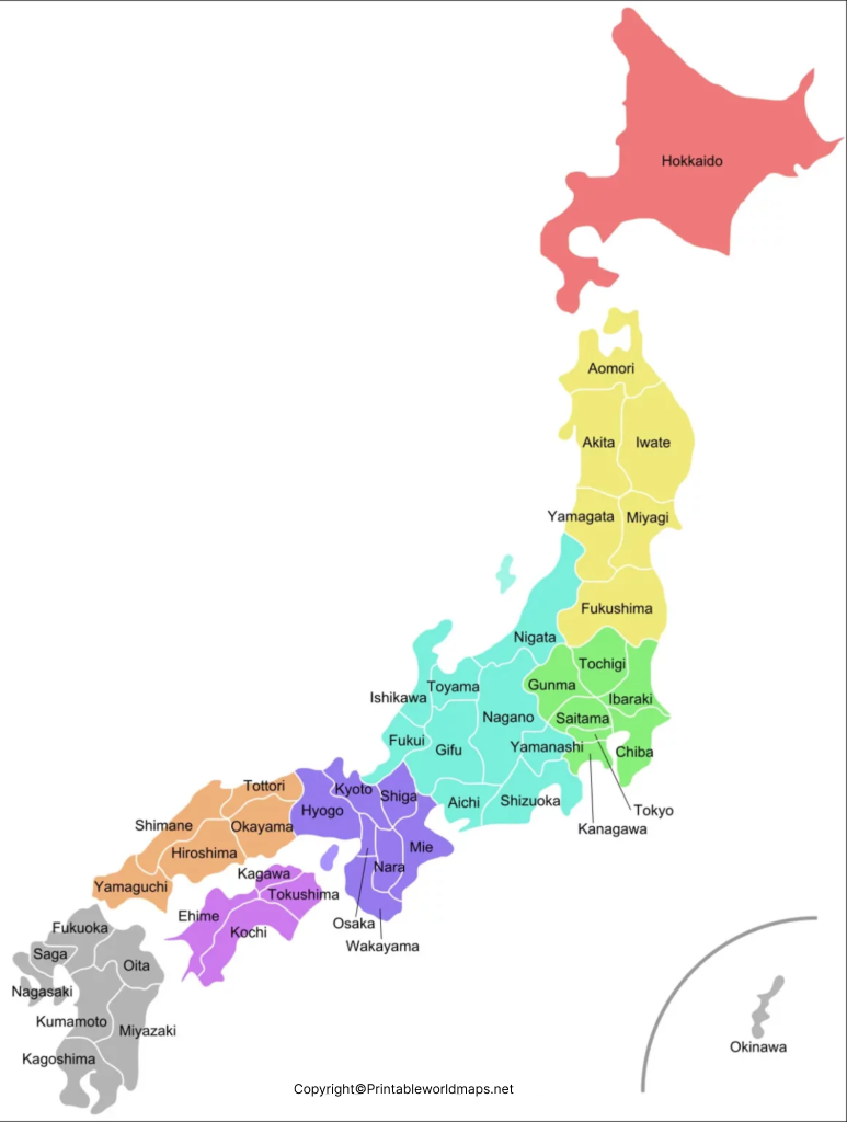 Labeled Map of Japan with States, Capital & Cities 6 Labeled Japan with Capital