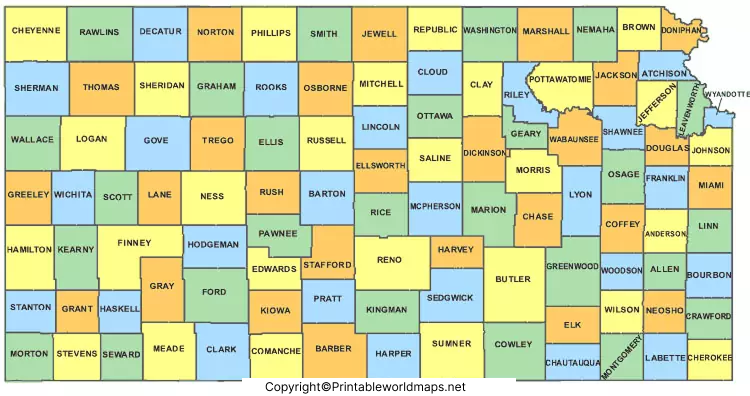 Labeled Map of Kansas with Capital & Cities 5 Labeled Kansas Map with Capital