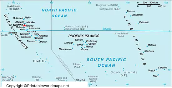Labeled Map of Kiribati with States, Capital & Cities 5 Labeled Kiribati Map with Capital