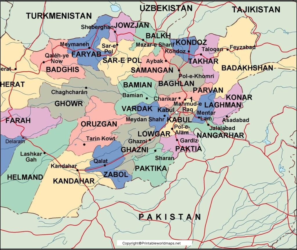 Labeled Map of Afghanistan with States, Capital & Cities 4 Labeled Map of Afghanistan with Cities 1024x862 1