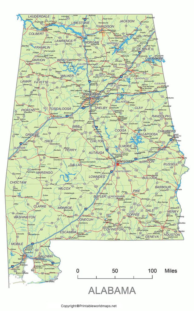 Labeled Map of Alabama with Capital & Cities 2 Labeled Map of Alabama