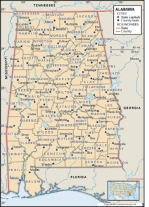 Discover the Labeled Map of Alabama with Capital & Cities