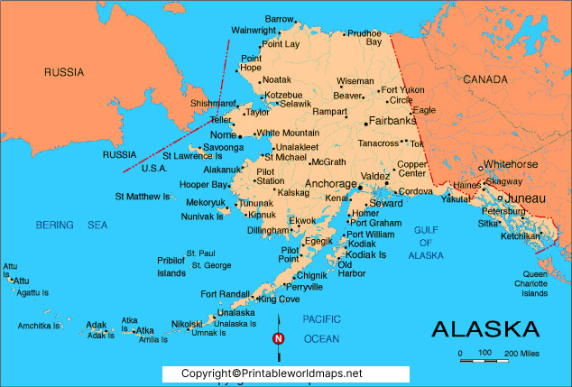 Labeled Map of Alaska with States, Capital & Cities 4 Labeled Map of Alaska With Cities