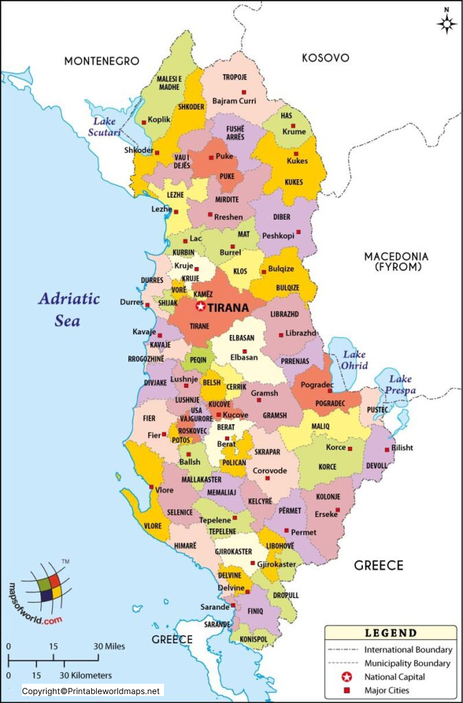Labeled Map of Albania with States, Capital & Cities 3 Labeled Map of Albania with States 675x1024 1