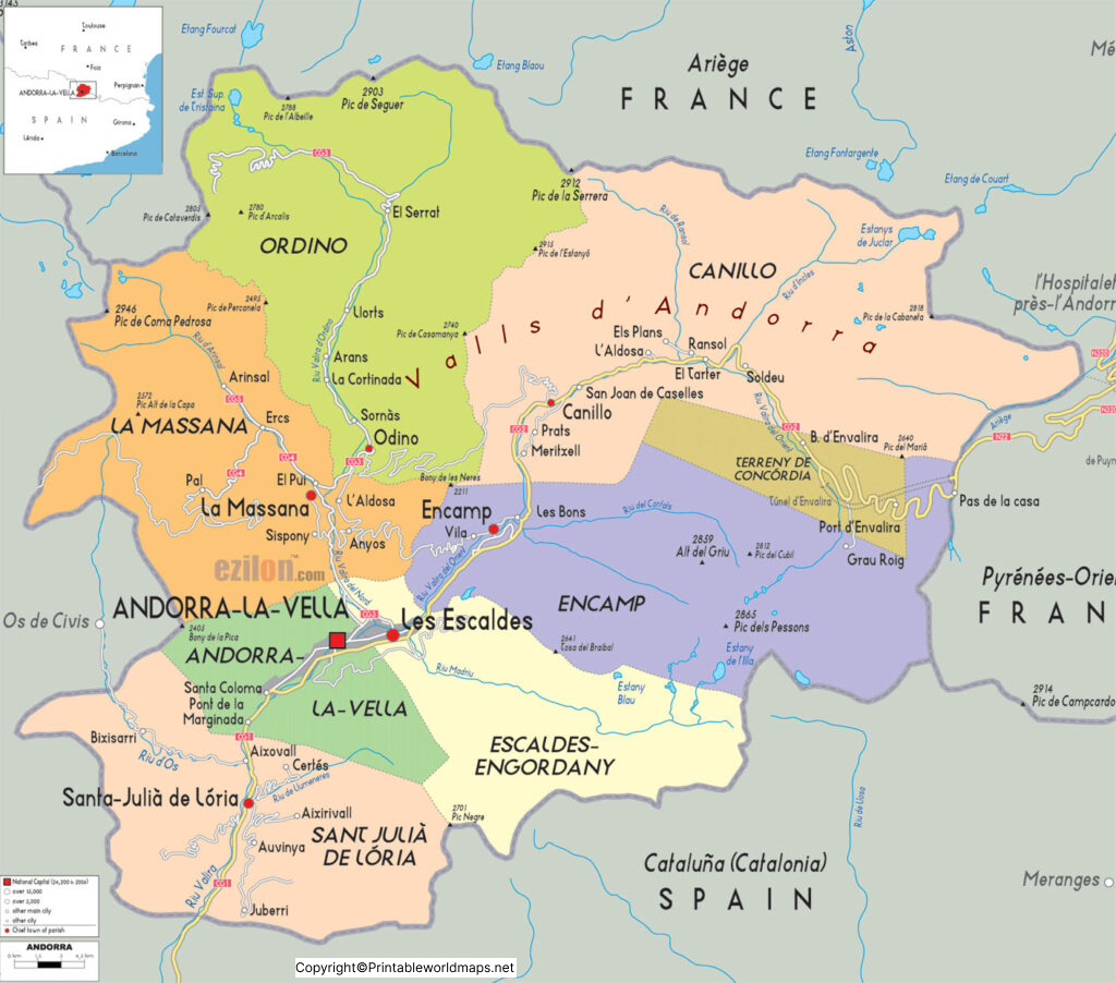 Labeled Map of Andorra with States, Capital & Cities 2 Labeled Map of Andorra 1024x902 1