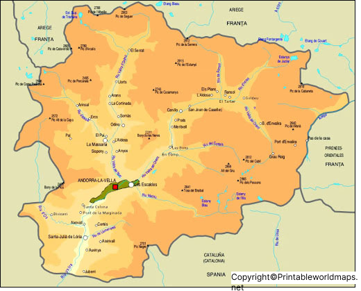 Labeled Map of Andorra with States, Capital & Cities 4 Labeled Map of Andorra with Cities