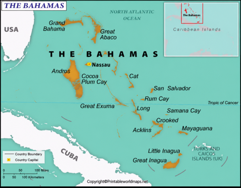 Labeled Map of Bahamas