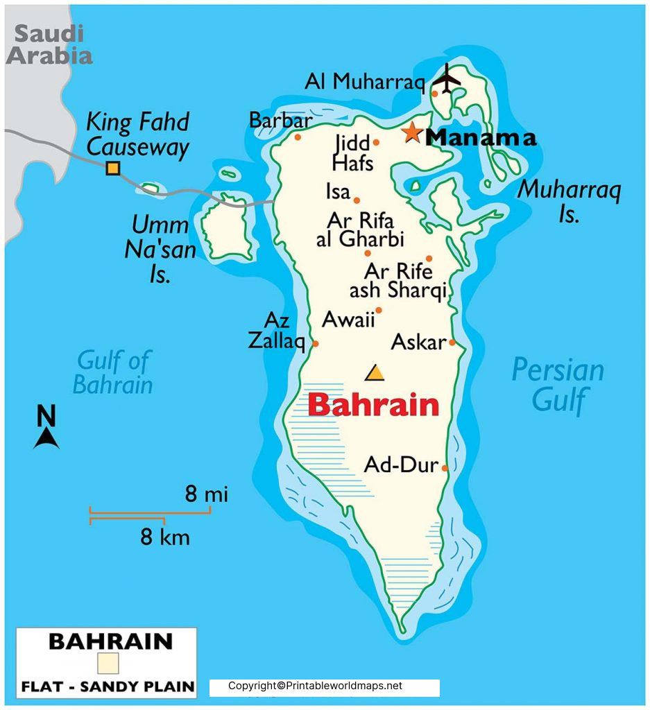 Labeled Map of Bahrain with States, Capital & Cities 5 Labeled Map of Bahrain with Capital 937x1024 1